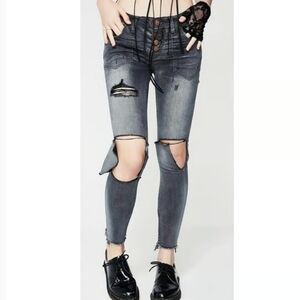 New One Teaspoon Freebirds II Low Waist Distress Skinny Denim Jeans